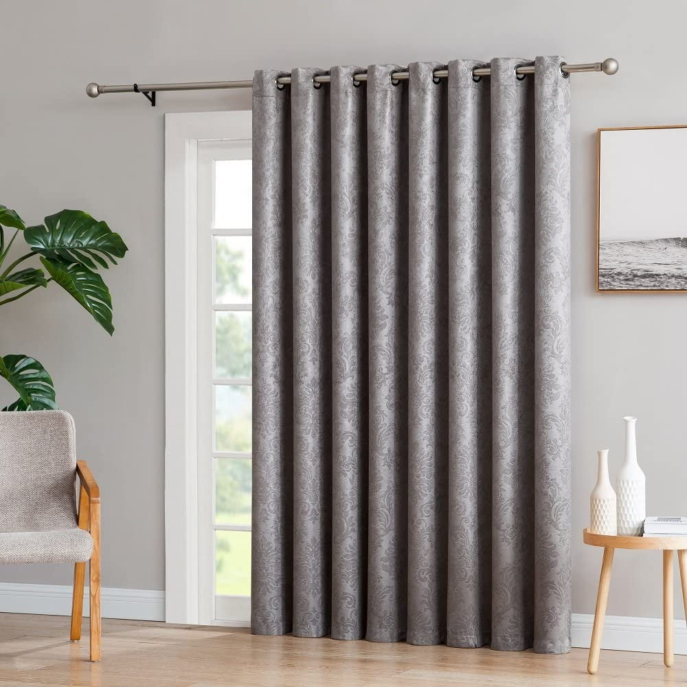 WARM HOME DESIGNS 1 Extra Wide, Extra Long 102" X 96" Panel of Light Gray Patio Door Curtains. Blackout Sliding Glass Door Curtain or Room Divider Drape. EV Grey Patio 96