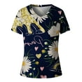 thumbnail image 4 of Ichuanyi Trendy Floral T-Shirt Women's Summer Short Sleeve Tunic Tops V Neck Graphic Tees Shirt Casual Comfy Blouses Tops, 4 of 4
