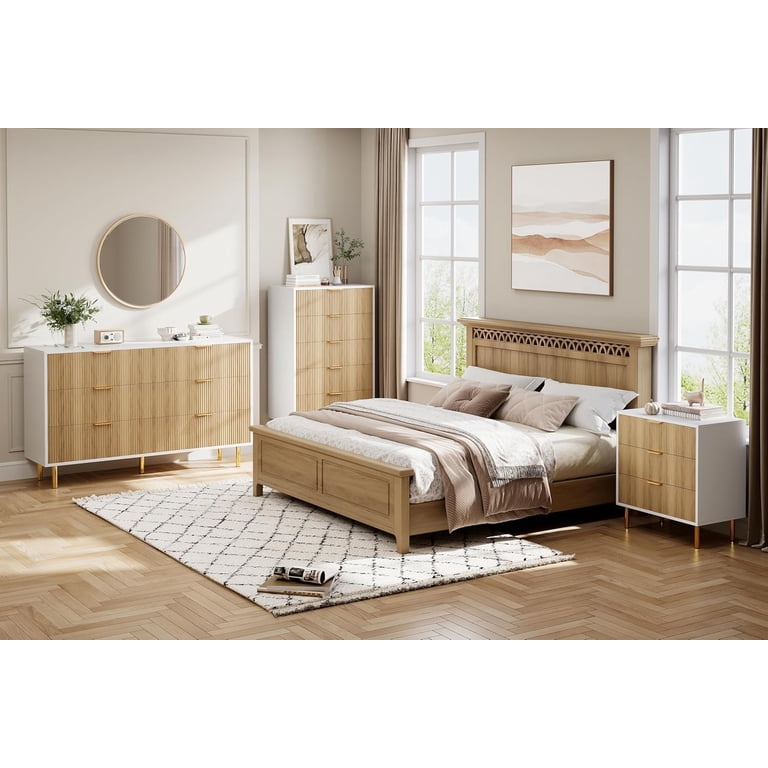 slim fit dress slacks Harbor 3 Drawer with Divded Top Drawer Dresser, Blonde main image 0