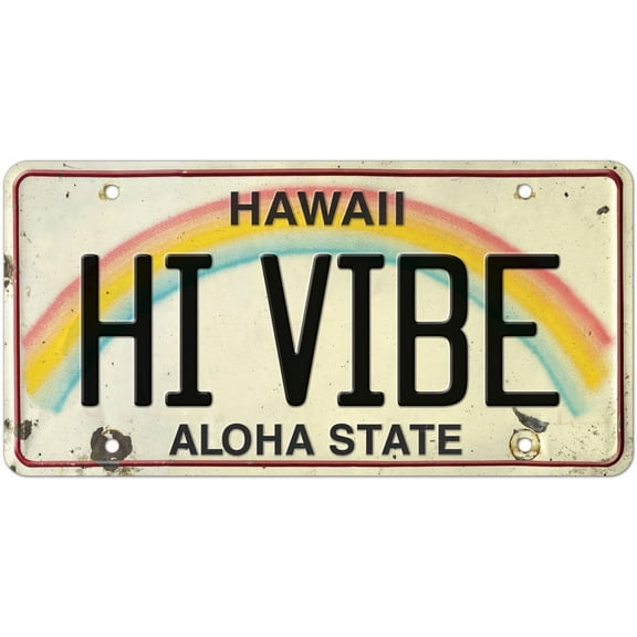 6 x 12in Vintage Hawaiian Embossed License Plate - HI VIBE