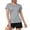 Grey, variant on Women V Neck Short Sleeve Moisture Wicking Athletic Shirts Sport Activewear Top