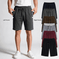 thumbnail image 4 of Elvqul Men's Casual Drawstring Shorts Polyester Blend Knee-Length Solid Color — Elastic Waistband Relaxed Fit Lightweight Breathable Summer Beach Gym Vacation Shorts, 4 of 8