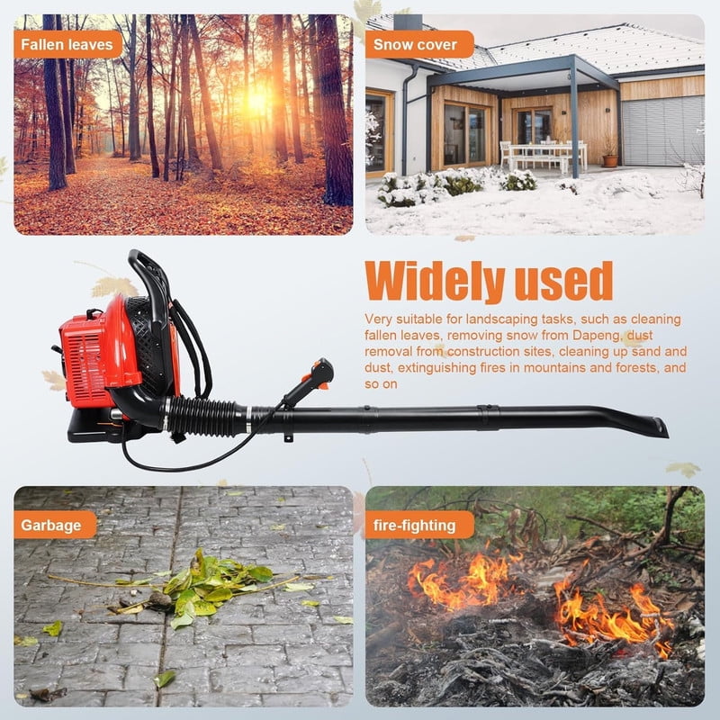 Backpack Leaf Blower 63CC 2 Stroke Backpack Gas Powered Leaf Blower with Fuel Tank, Grass Lawn Blower Air Cooling Gasoline Blower for Sand, Gravel, Snow, Yard, Leafs