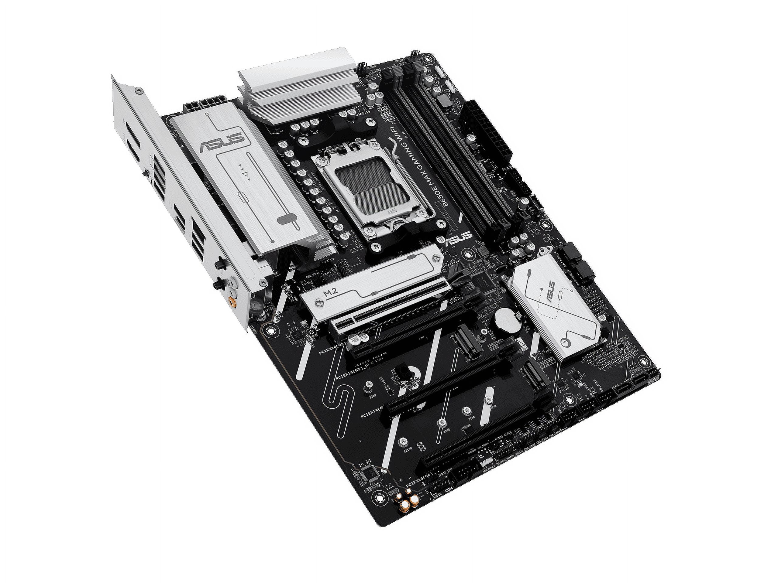 ASUS B650E MAX GAMING WIFI AMD B650 ATX motherboard, DDR5, PCIe 5.0 Ready, 3x M.2 slots, Wi-Fi 6E, Realtek 2.5Gb Ethernet, DisplayPort, HDMI, USB 10Gbps Type-A & Type-C, BIOS FlashBack, Aura Sync