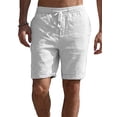 thumbnail image 1 of Fashnice Mens Short Trousers Solid Color Mini Pants Drawstring Shorts Fitted Sport Bottoms White XXL, 1 of 3