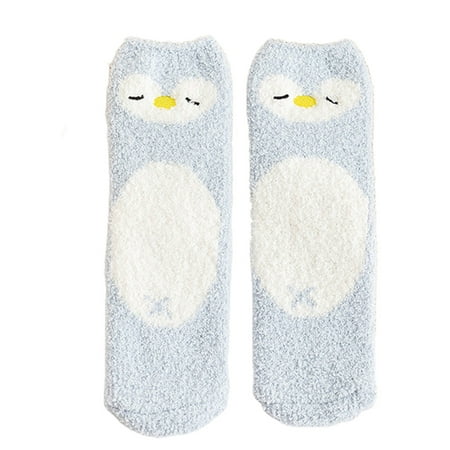 

YUUZONE Women Cartoon Winter Fuzzy Slipper Socks Cute Panda Dog for Cat Pig Penguin Pattern Thick Fluffy Coral Velvet Warm Floor Sleeping Hosiery