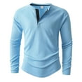 thumbnail image 4 of MOJOGO Quarter Button Up Shirts for Men Lightweight Long Sleeve Pullover Tops Loose Loungewear Top Classic Outfits Sky Blue 2XL, 4 of 9