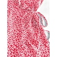 thumbnail image 4 of ZAFUL for Female leisure Ditsy Floral Ruffles Wrap Dress Red XL, 4 of 4