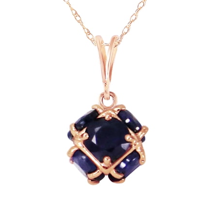 Galaxy Gold 14K Solid Gold Natural Sapphire Pendant Necklace for Women - Rose Gold Fine Jewelry