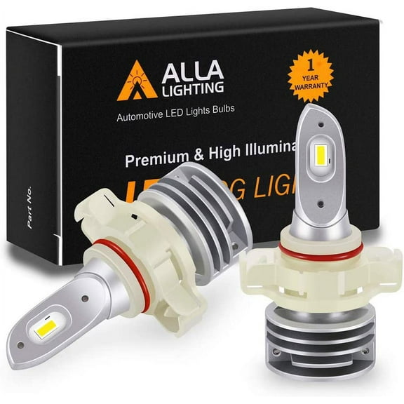 Alla Lighting Newest 5200Lms Xtreme Super Bright LED 5201 DRL PS19W PS24WFF 5202 Fog Lights Bulbs 5530-SMD 12V Upgrade (6000K Xenon White)