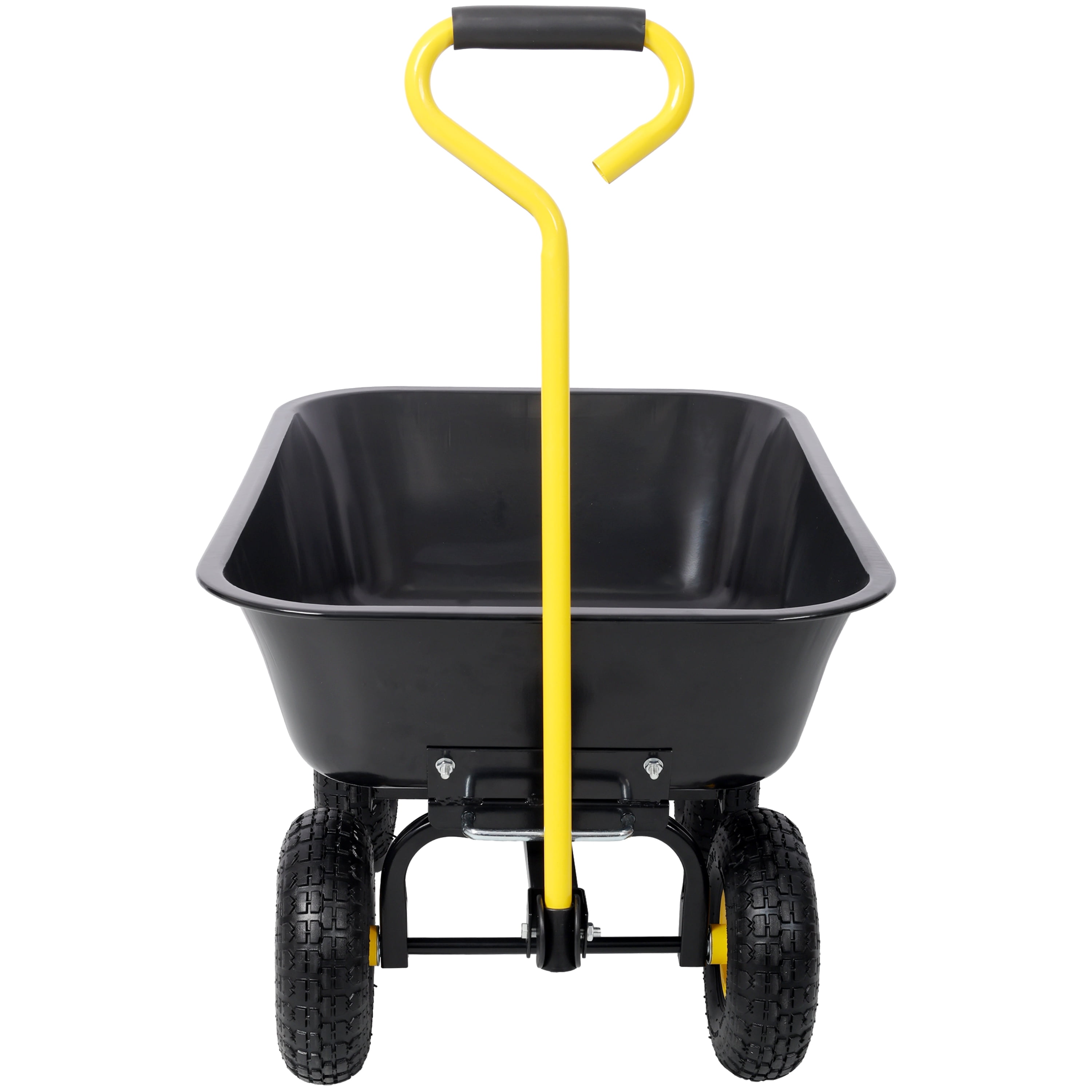 Metal Dumping Cart, 600lb Garden Cart Utility Yard Cart, Black Metal Large Bed,10 Inch Tires, for Lawn, Gardening, Construction