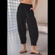 thumbnail image 5 of Pantalones Rectos Holgados Informales de Algodón y , Color Negro, Talla L, 5 of 7