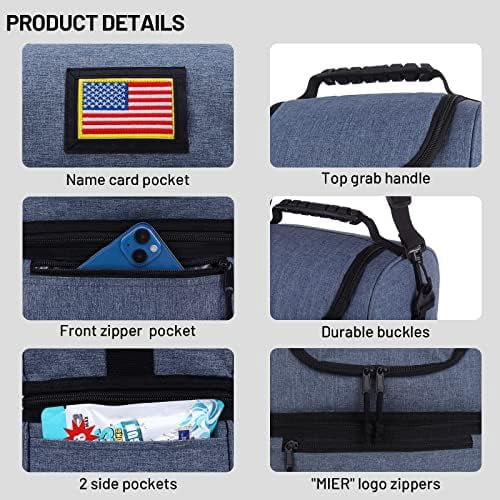 2 Compartment Lunch Bag for Men Women, Leakproof Insulated Cooler Bag for Work, Bluesteel, Medium