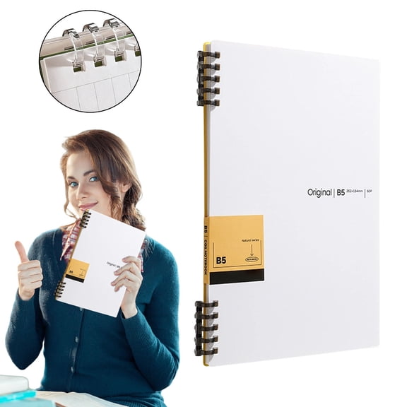 Notebook - B5 Detachable 5-Hole Hardcover Journal, No-Bound Coil Design for School and Office
