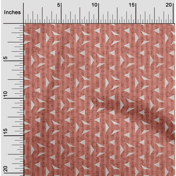 oneOone Georgette Viscose Strong Red Fabric Texture & Triangle Geometric Fabric For Sewing Printed Craft Fabric By The Yard 42 Inch Wide