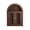 Brown, variant on Turquoise Wall Mounted Arched Cabinet with Glass Doors and LED Light for Bathroom, Kitchen, Laundry Room Storage, 23.7x9.4x31.5 Inches