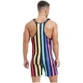 thumbnail image 3 of TTAO Men's Stripe Printed Body Building Stretchy Tank Top Bodysuit Tight Swimwear Leotards Athlete Rainbow XL, 3 of 6