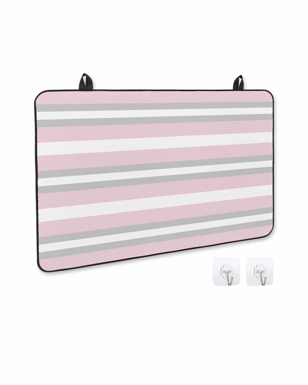 nqOlkjepod Large Induction Cooktop Protector Mat 24"x21", Pink Grey Stripe Stove Top Covers for Electric Stove, Minimalist Farmhouse Striped Decorative Stove Burner Cover Mats, Glass Top Stove Cover