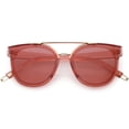 thumbnail image 1 of Translucent Horn Rimmed Sunglasses Metal Crossbar Color Tinted Square Lens 57mm (Red Gold), 1 of 4
