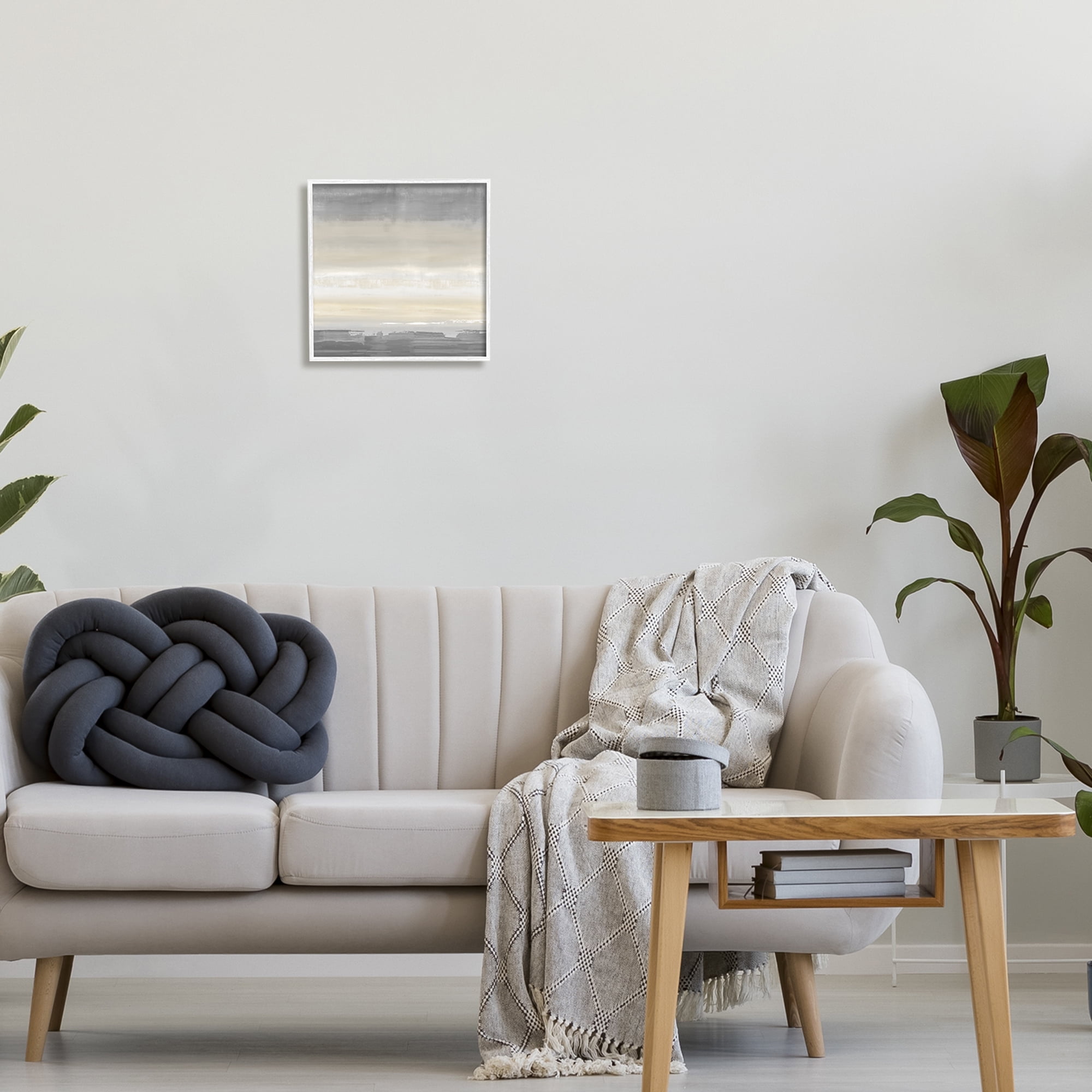 Stupell Industries Grey Abstract Landscape Abstract Painting White Framed Art Print Wall Art, 12 x 12