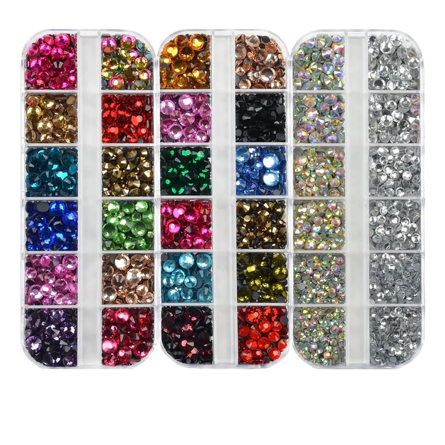 5 Cajas Pedrería Cristales Rhinestones Para Ropa Uñas Xtellar multicolor