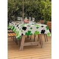 thumbnail image 2 of Outdoor Tablecloth with Umbrella Hole and Zipper, St Patricks Day Rectangle Table Cloth 60x120 Inch Waterproof Tablecloth, Farmhouse Country Green Black Shamrock Picnic Table Cover for Patio Camping, 2 of 7