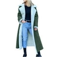 thumbnail image 4 of Mnyycxen Womens Sherpa Lined Suede Overcoats Notched Lapel Long Fleece Jacket Warm Slim Fit Furry Outerwear, 4 of 6