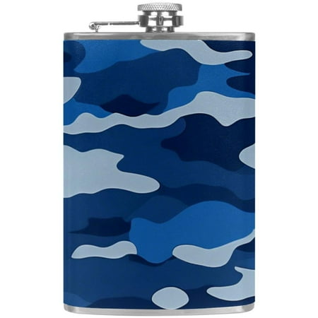 

josid Camouflage Pattern 3.6x6in Stainless Steel Small Flask Leak-Proof Stainless Steel Construction Wrapped in Premium Two-Layer Leather Nano-Printed Design 227ml Capacity
