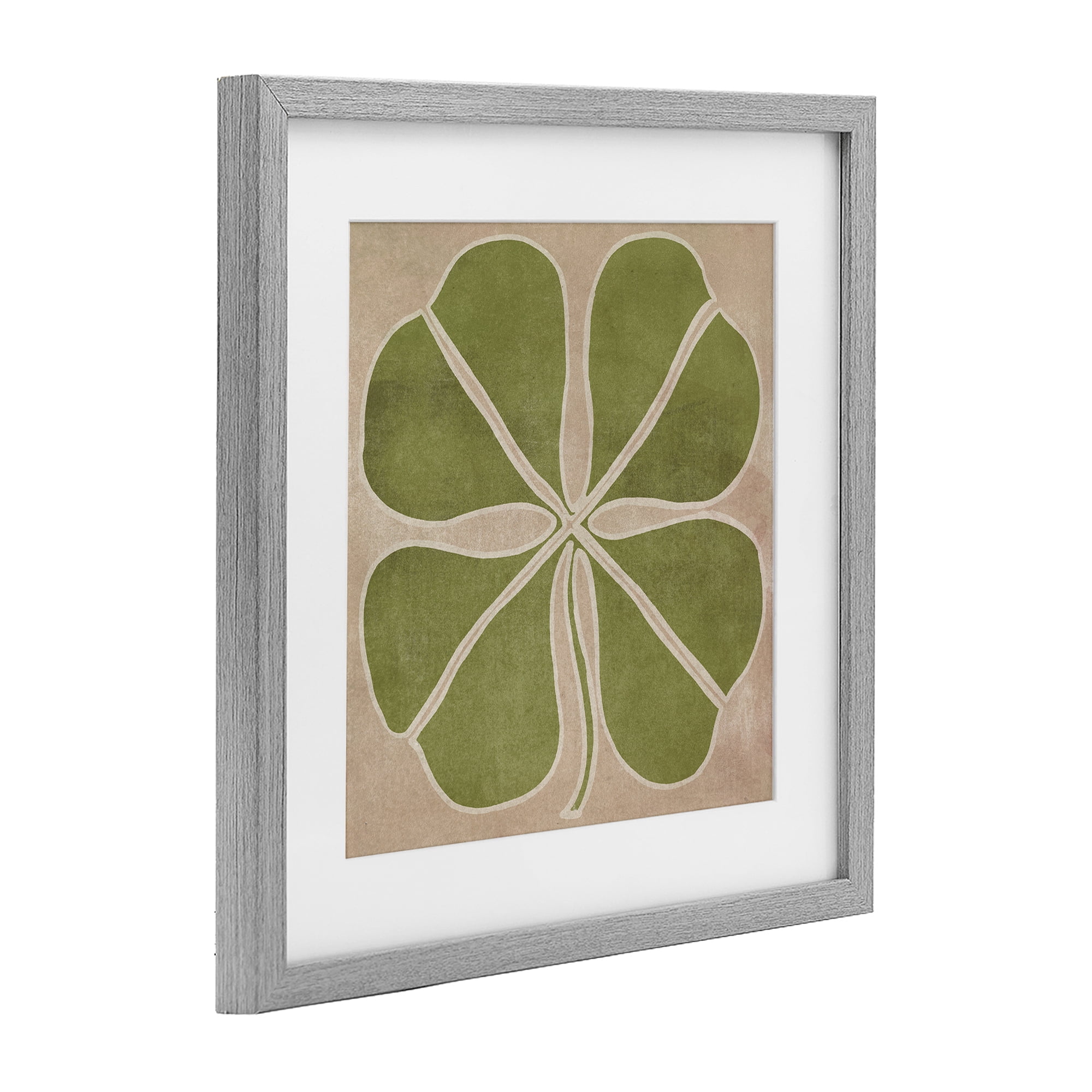 Neutral Symmetrical Clover Gray Framed Print Under Glass, design by June Erica Vess