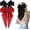 Black+Red, variant on 2 count Big Glitter Layered Hair Bows for Women Girls 8 Inch Barrette Hair Clip Black Sliver Sparkly Large Long Bows Style Hair Accessories (Black+)