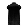 thumbnail image 4 of Fesfesfes Women's Casual T-shirt Velvet Buttons Down Collared V-Neck Short Sleeves Tops Summer Fashion Comfortable Indoor Blouses(Black,XL), 4 of 5