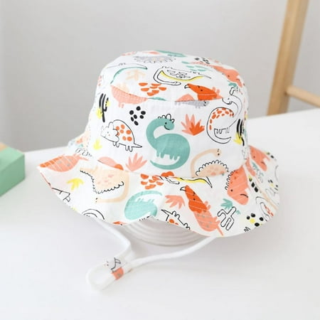 

Baby Boys Girls Toddler Cartoon Print Bucket Hats Caps Cotton Breathable Sun Hat