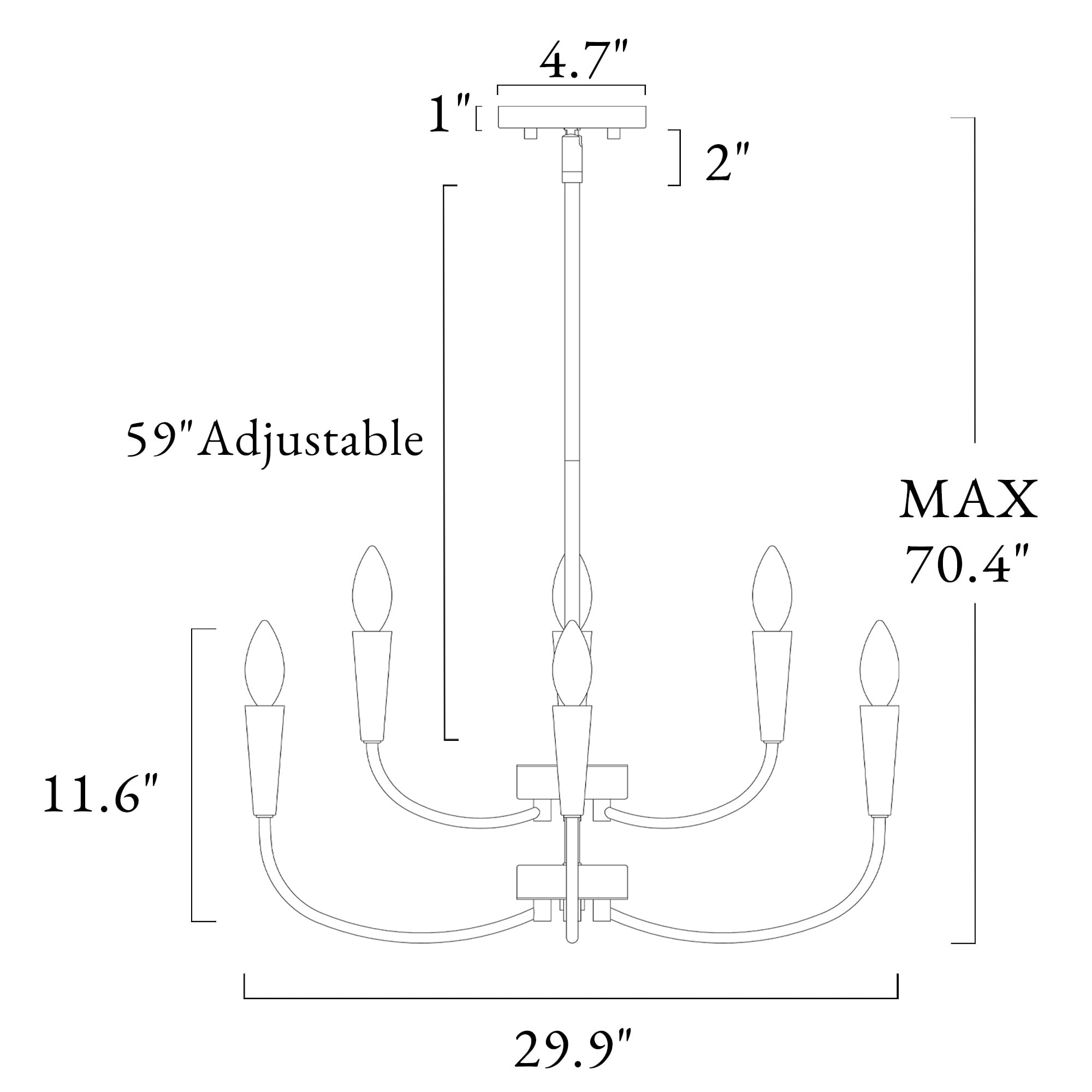 LNC Trucatinon 29.9-in Large 6 -Light Matte Black Metal Chandelier