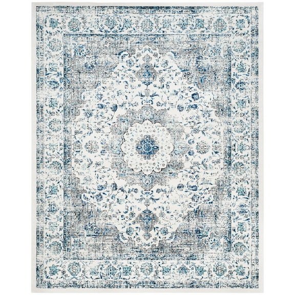 SAFAVIEH Evoke Teale Bordered Area Rug, Ivory/Grey, 10' x 14'