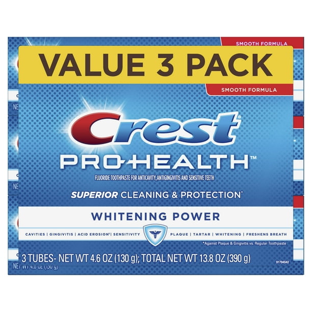 Crest Pro Health Whitening Power Toothpaste, 4.6 oz, 3 ...