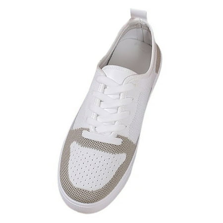 

Shoes For Women 2024 New Flying Weaving Casual Color Matching Lace Up Flat Bottom Breathable Sports Shoes