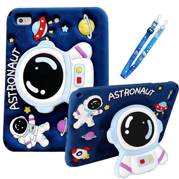 Dteck Kids Case for iPad A16 11th Generation 2025 & iPad 10th Generation 10.9" 2022, Soft Silicone 3D Cartoon Cute Design Kickstand Shockproof Bumper Case with Shoulder Strap,Pink Bear