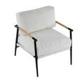 thumbnail image 3 of 27.56" Modern Accent Chair, Minimalist Metal Frame with  Upholstered Cushions, Mid-Century Leisure Armchair with Wooden Armrest, Perfect for Cozy Living Room, Bedroom, or Office Seating, Beige, 3 of 7