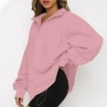 thumbnail image 4 of Autumn Winter Sweatshirts for Women Pull-up Oversize Fit Solid Color Womens Hoodies with Long Sleeves V Neck Breathable Athleisure Casual Cozy Workout Streetwear, 4 of 7