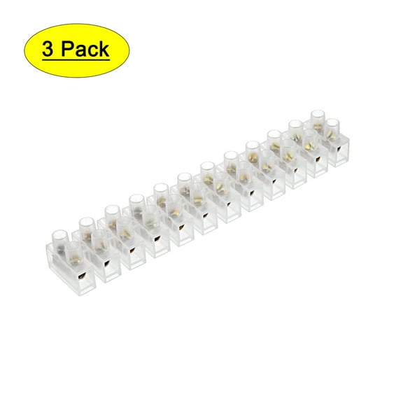 Uxcell 20A 12 Position Dual Row Type H Screw Terminal Block 3 Count