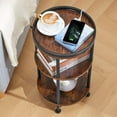 thumbnail image 6 of Small Round Side Table with Charging Station for Small Spaces, 3-Tier Round Accent Table with USB Ports & Power Outlets, Round Corner Table Tea Sofa Side Table for Living Room Bedroom (Rustic Brown), 6 of 18