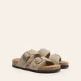 thumbnail image 6 of DREAM PAIRS Women’s Slide Sandals with Genuine Leather Footbed Adjustable Double Buckle Slip-On Flat Sandals with Arch Support, 6 of 7