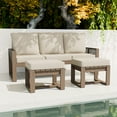 thumbnail image 2 of EAGLE PEAK 3 Pieces Natural Real Wood Cedar Outdoor Patio Conversation Set Spacious Seat 3-Seater Sofa Set with Beige Cushions, Ottomans, 2 of 8
