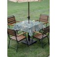 thumbnail image 4 of Outdoor Tablecloth with Umbrella Hole for Patio/Picnic/Party/Camping, Coastal Blue Conch Waterproof Table Cloth Square Cover Washable, Vintage Summer Beach Shells Marine (60"x 60"), 4 of 9