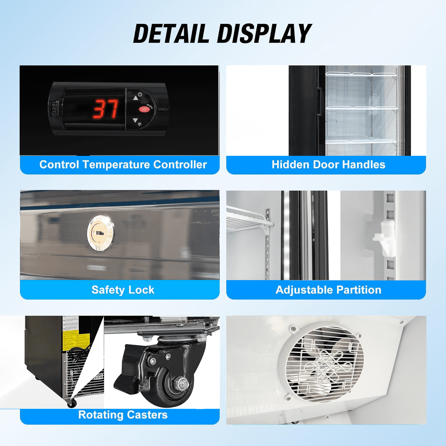Commercial Beverage Refrigerator 24 inch 15.8 Cu.ft. with Glass Door Display Merchandiser Fridge,Stainless Steel, nsf certified