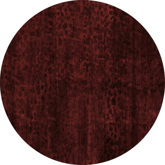 Ahgly Company Indoor Round Abstract Red Modern Area Rugs, 3' Round