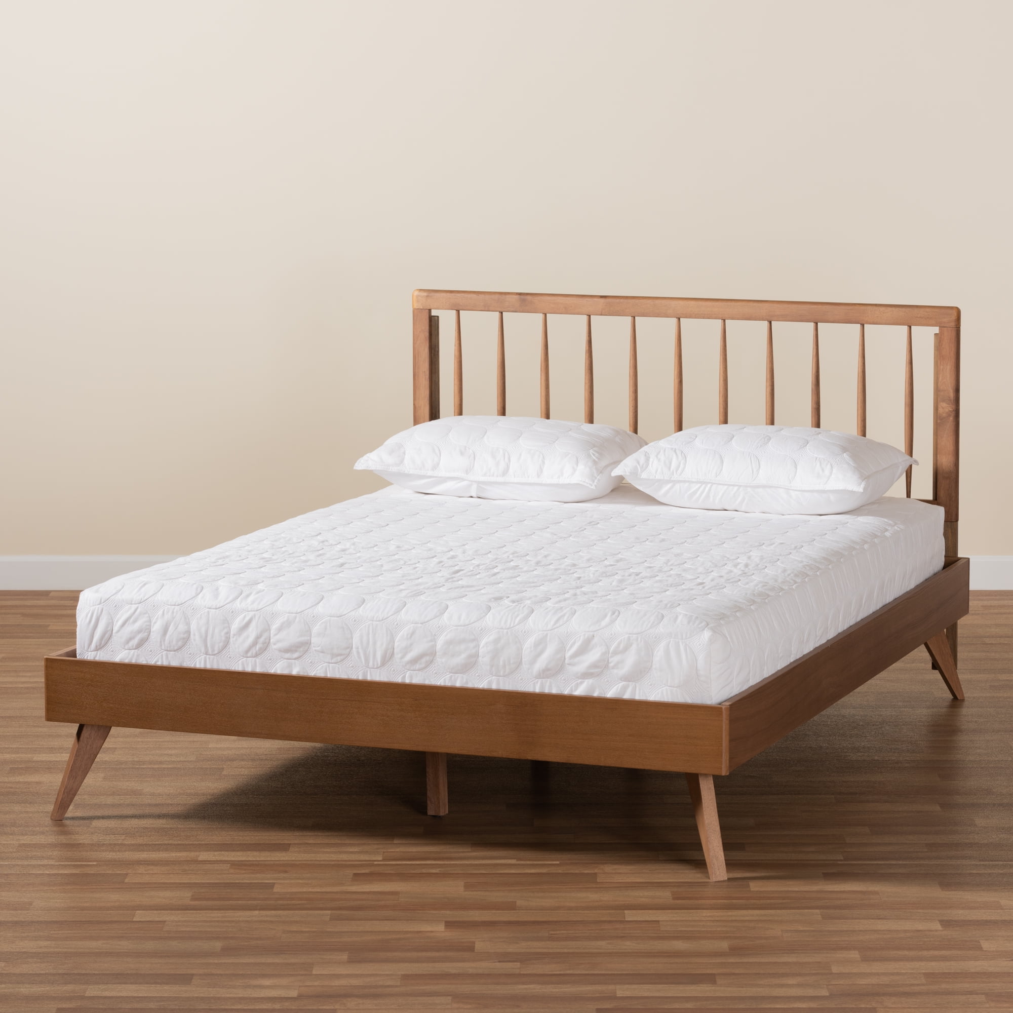 Baxton Studio Toru Mid-Century Wood Platform Bed, King, Ash Walnut