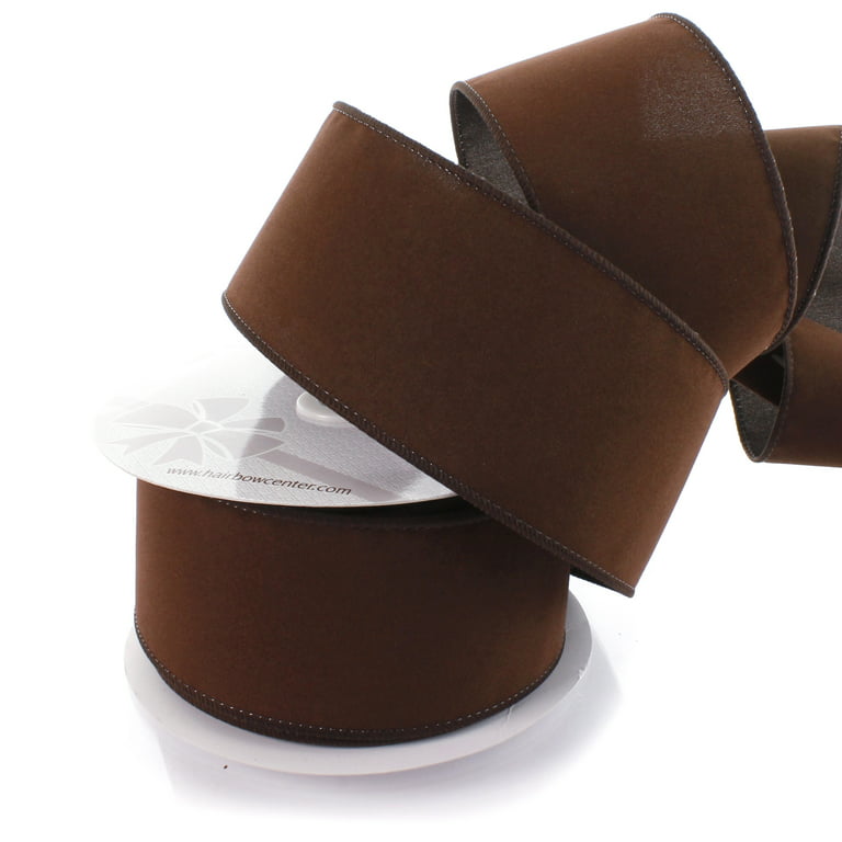 Ribbon Traditions 2.5 Wired Suede Velvet Ribbon Rustic Brown - 25 Yards