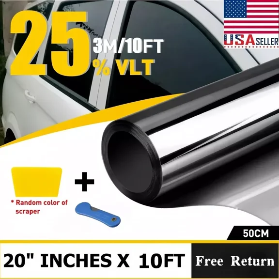 300Cm Uncut Roll Window Tint Film 25% Vlt 20" X 10'Ft Feet Car Home Office Glass
