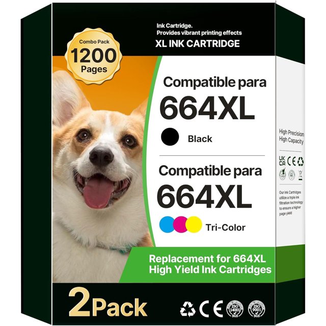 TECKKIN Cartucho de Tinta Compatible para HP 664 664XL Compatible con HP Deskjet Ink Advantage 1115 2135 3635 2675 3635 3735 3775 3835 4535 4675 5275 (1 Negro 1 Color)